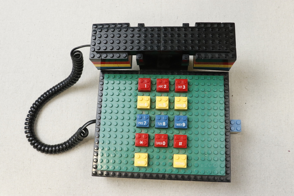 Vintage 80s Tyco Lego Brick Push Button Telephone Size One Size